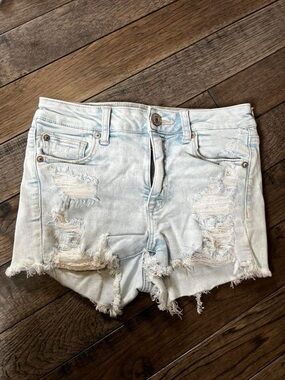 American Eagle Outfitters Light Wash Distressed Denim Shorts